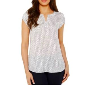 Hilary Radley Printed Cap Sleeve Blouse - Size XL